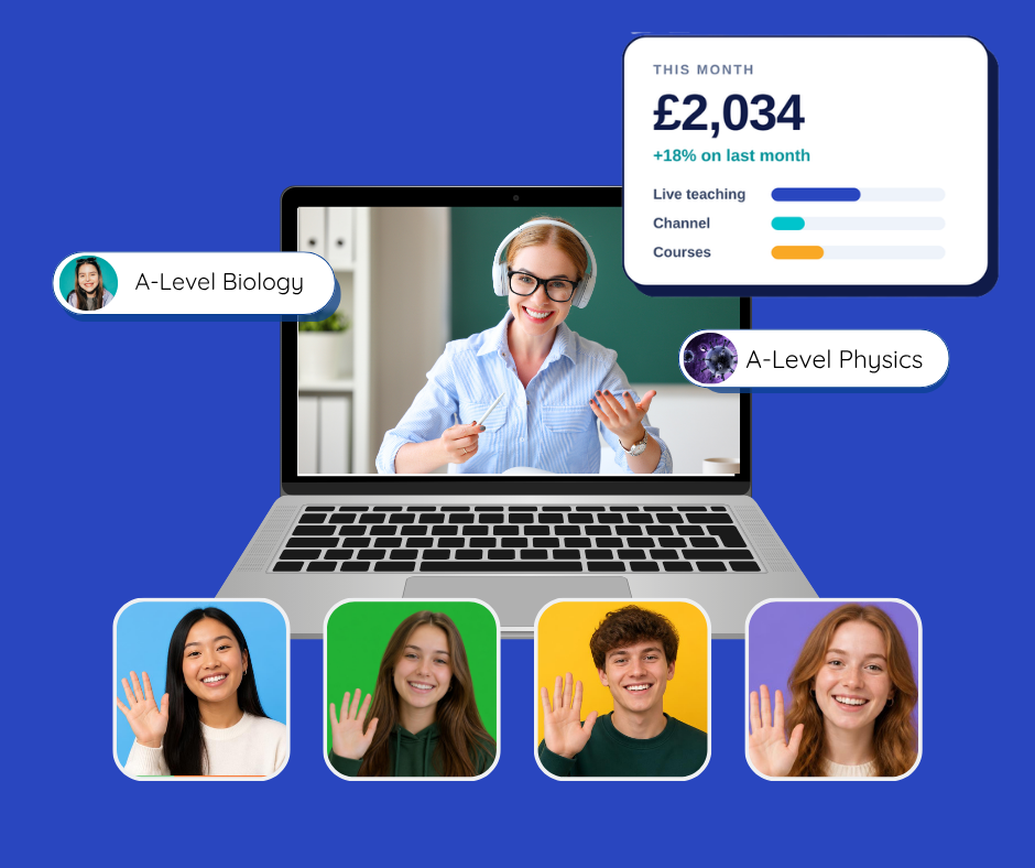 Tutor teaching a live online lesson